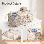 VKSAO Cute Cartoon Animal Prints Baby Diaper Caddy Organizer, Diaper Bag Storage Basket for Newborn Essentials Must Haves Baby Shower Gifts, Black White Large